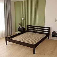 Ліжко двоспальне 160х200 БЕЗКОШТОВНА ДОСТАВКА. Дерев'яне ліжко 1600 з ламелями Горіх темний