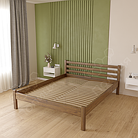 Ліжко двоспальне 160х200 БЕЗКОШТОВНА ДОСТАВКА. Дерев'яне ліжко 1600 з ламелями Горіх темний