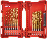 Набор сверл по металлу Milwaukee RedHEX HSS-G TiN, 19 шт. (48894760)(5303374531754)