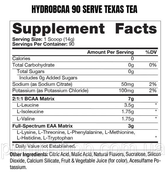 (без пломбы) Аминокислоты 1206 г Prosupps HydroBCAA+Essentials 1206 г (90 порц.) (вкус Texas Tea) - фото 2 - id-p2115497945