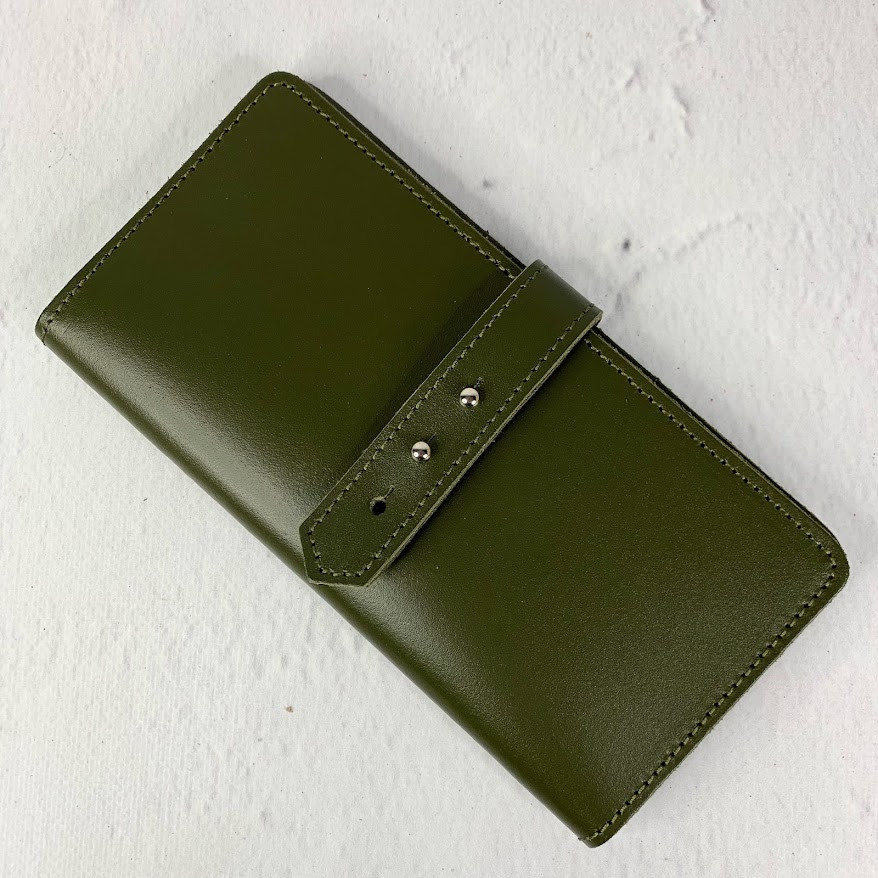 Тревел-кейс, натуральна шкіра, хакі гладка, фото 1