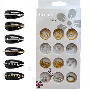 Металеві бульйонки та ланцюжки для дизайну нігтів, фото 1