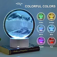 Настільна LED лампа нічник RGB Пісочний годинник 3D Sandscape. Картина Рухомий пісок різні кольори