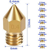 Сопло 0,4мм МК8 для хотенда 3Д принтера