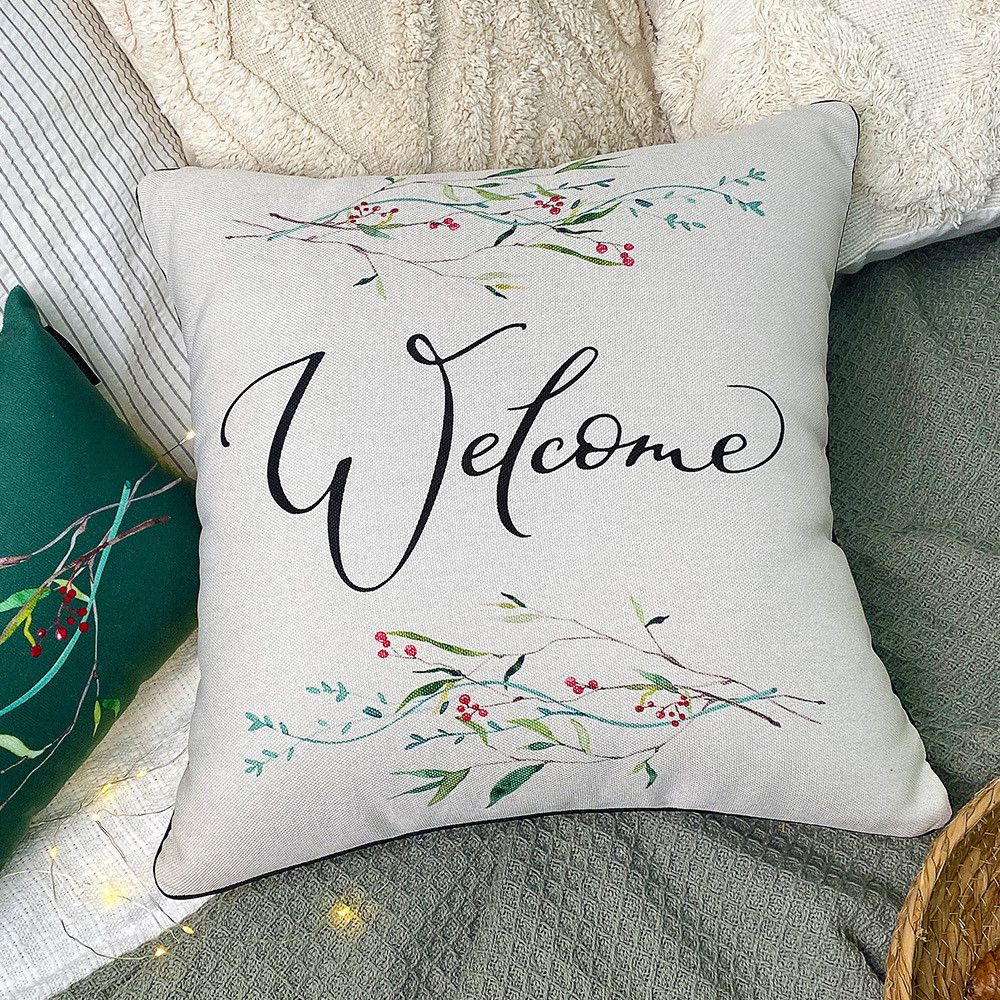 Подушка з мішковини Welcome 45x45 см (45PHB_23NY009)
