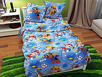 Дитячий комплект постільної білизни з героями мультфільмів Щенячий патруль 150*220 односпальний блакитний із Бязі Gold Черешенька
