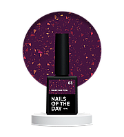 Витражная база с золотой поталью NAILSOFTHEDAY Malbec base potal 03, 10 мл