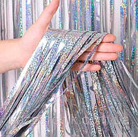 Фольгована шторка срібло голограма 1*2 метри Китай