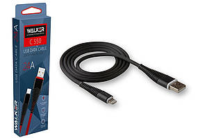 USB кабель Walker C550 Lightning (iPhone) 2.4A 1м нейлонове обплетення, чорний