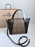 Сумка COACH Оригінал COACH Kacey Khaki Brown Blocked Signature Canvas Top Zip Satchel Handbag, фото 5