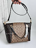 Сумка COACH Оригінал COACH Kacey Khaki Brown Blocked Signature Canvas Top Zip Satchel Handbag, фото 3