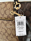 Сумка COACH Оригінал COACH Kacey Khaki Brown Blocked Signature Canvas Top Zip Satchel Handbag, фото 8