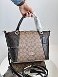 Сумка COACH Оригінал COACH Kacey Khaki Brown Blocked Signature Canvas Top Zip Satchel Handbag, фото 2