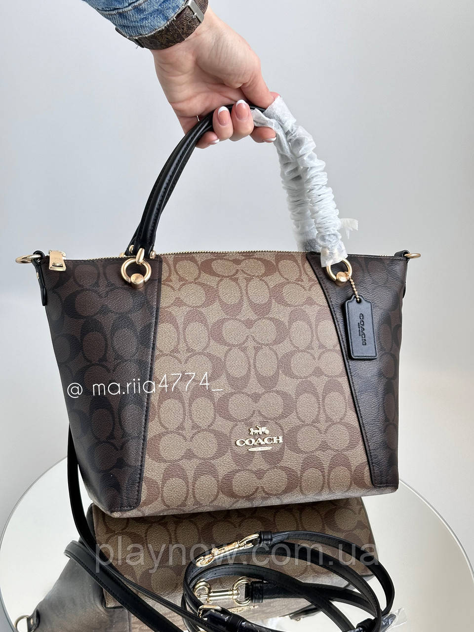 Сумка COACH Оригінал COACH Kacey Khaki Brown Blocked Signature