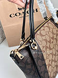 Сумка COACH Оригінал COACH Kacey Khaki Brown Blocked Signature Canvas Top Zip Satchel Handbag, фото 7