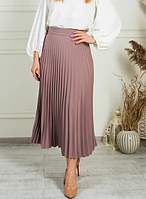 Женская юбка плиссе из костюмной ткани "Лера", талия на резинке, р. 44,46,48,50,52,54,56 беж
