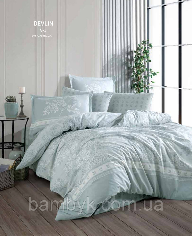 Постільна білизна Aran Clasy "Devlin V-1" ранфорс Ranforce бавовняна євро розміру Туреччина, фото 1