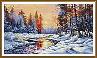 Набір для вишивання хрестиком на канві із фоновим зображенням Зимовий захід