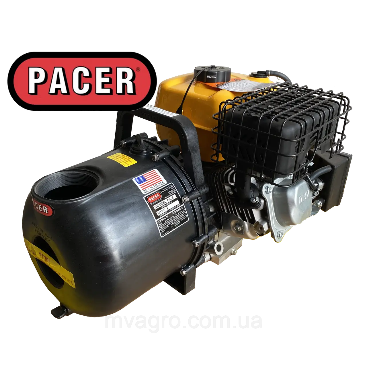Поліпропіленова мотопомпа PACER SE3BSL-E5.5 1136 л/хв, фото 1