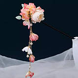 Шпилька для волосся на дерев'яній основі з підвісом "Прекрасні квіти", фото 2