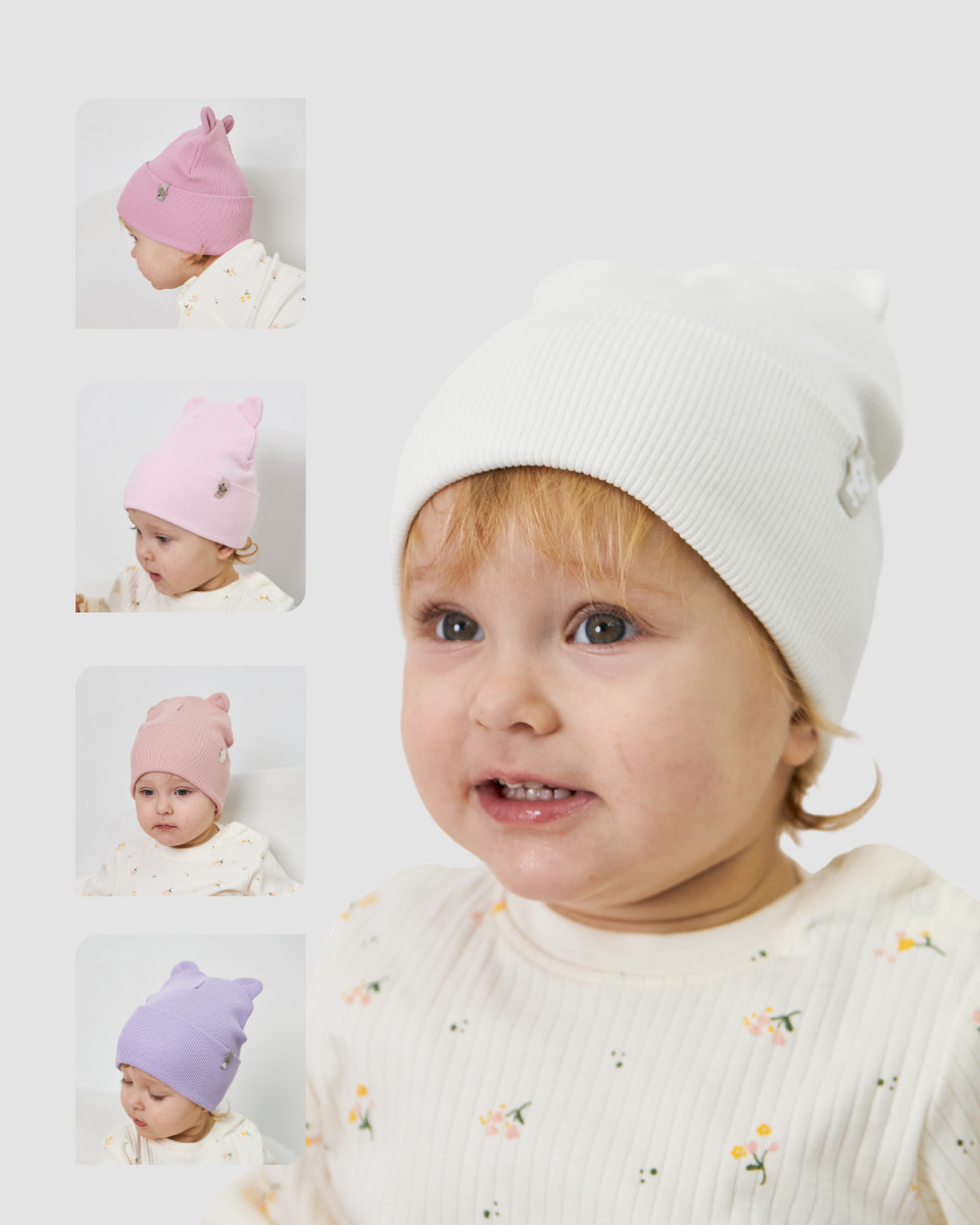 Шапка двошарова з вушками для дівчаток арт. 3435, фото 1