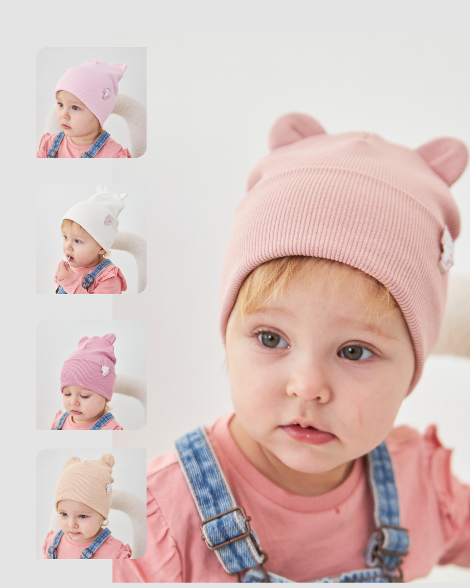 Шапка двошарова з вушками для дівчаток арт. 3436, фото 1