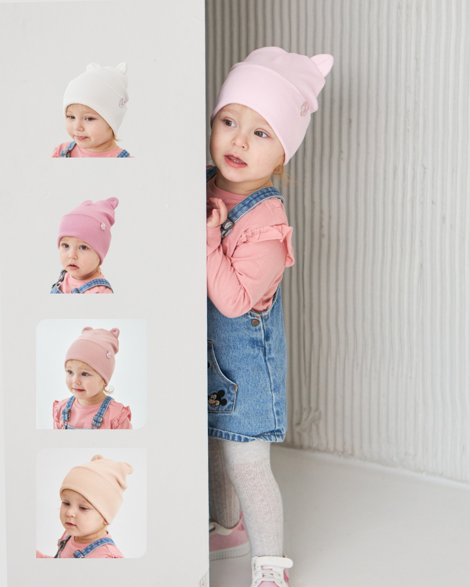 Шапка двошарова з вушками для дівчаток арт. 3437, фото 1