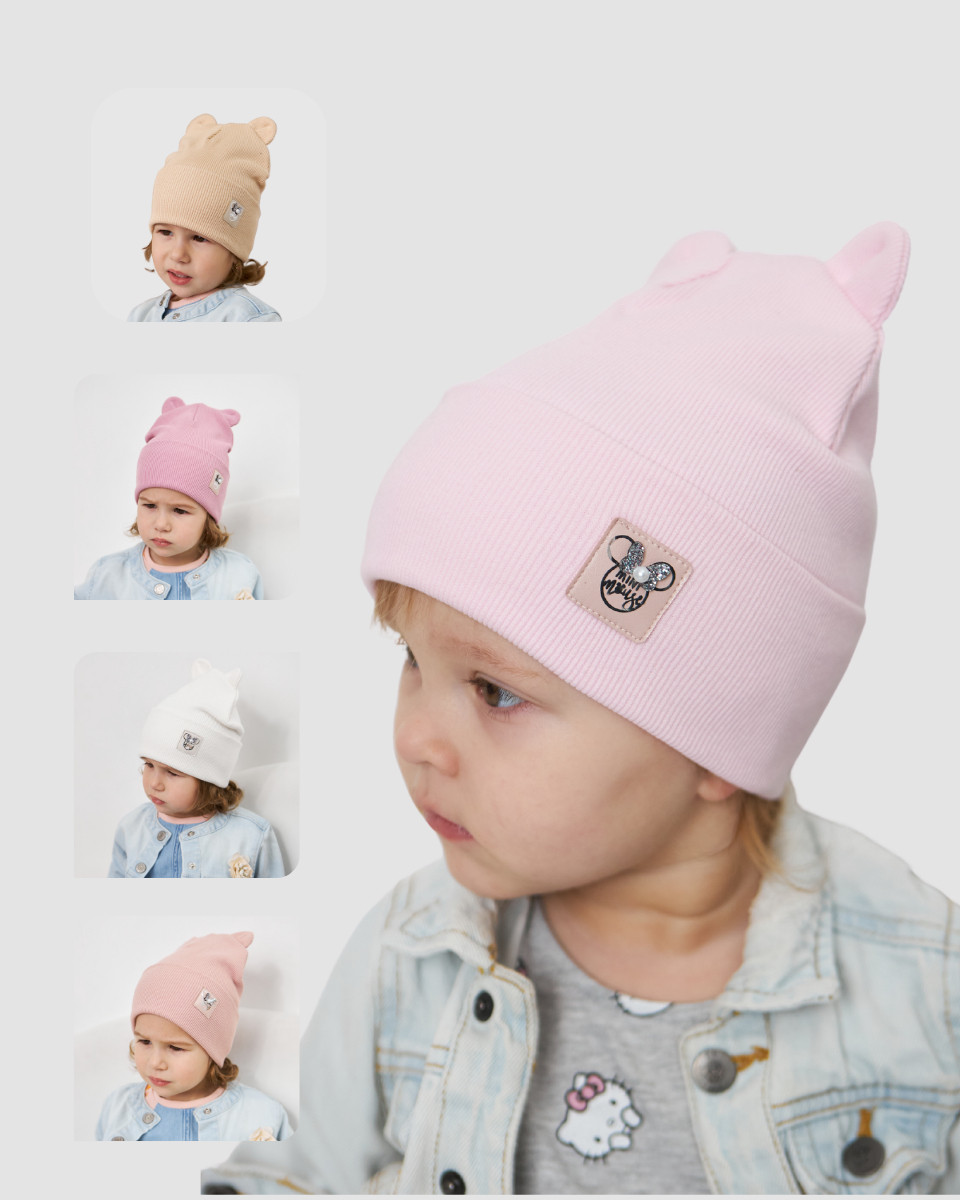 Шапка двошарова з вушками для дівчаток, арт. 3434, фото 1