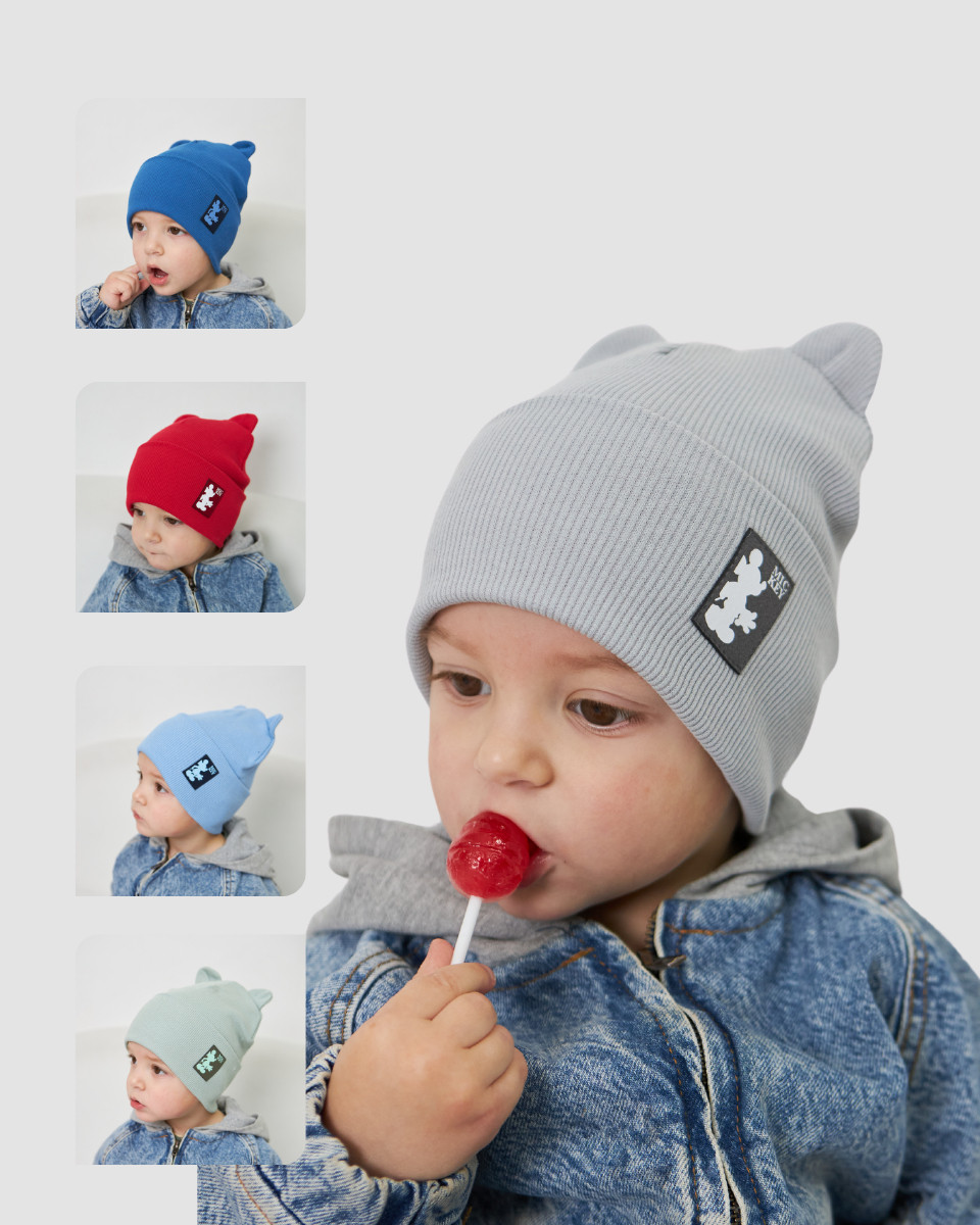 Шапка двошарова з вушками для хлопчиків арт. 3417, фото 1