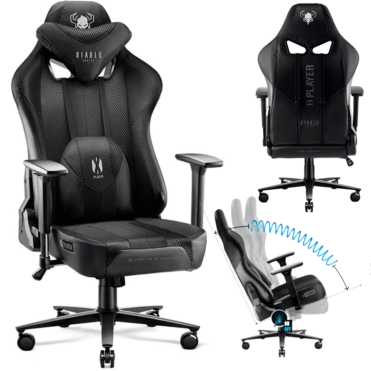 Геймерское игровое кресло Diablo Chairs X-Player 2.0 Normal Size Yard-Shop - фото 1 - id-p2115506337