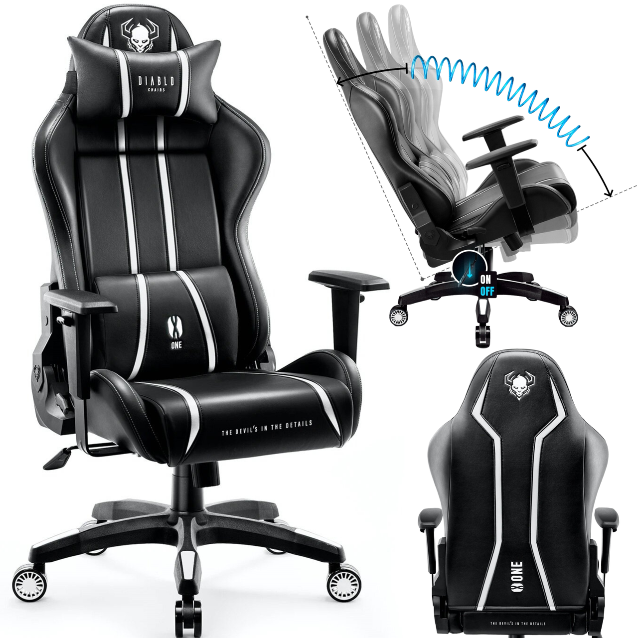 Геймерское кресло Diablo Chairs X-One 2.0 Normal Size эко-кожа Black Yard-Shop - фото 1 - id-p2115506338