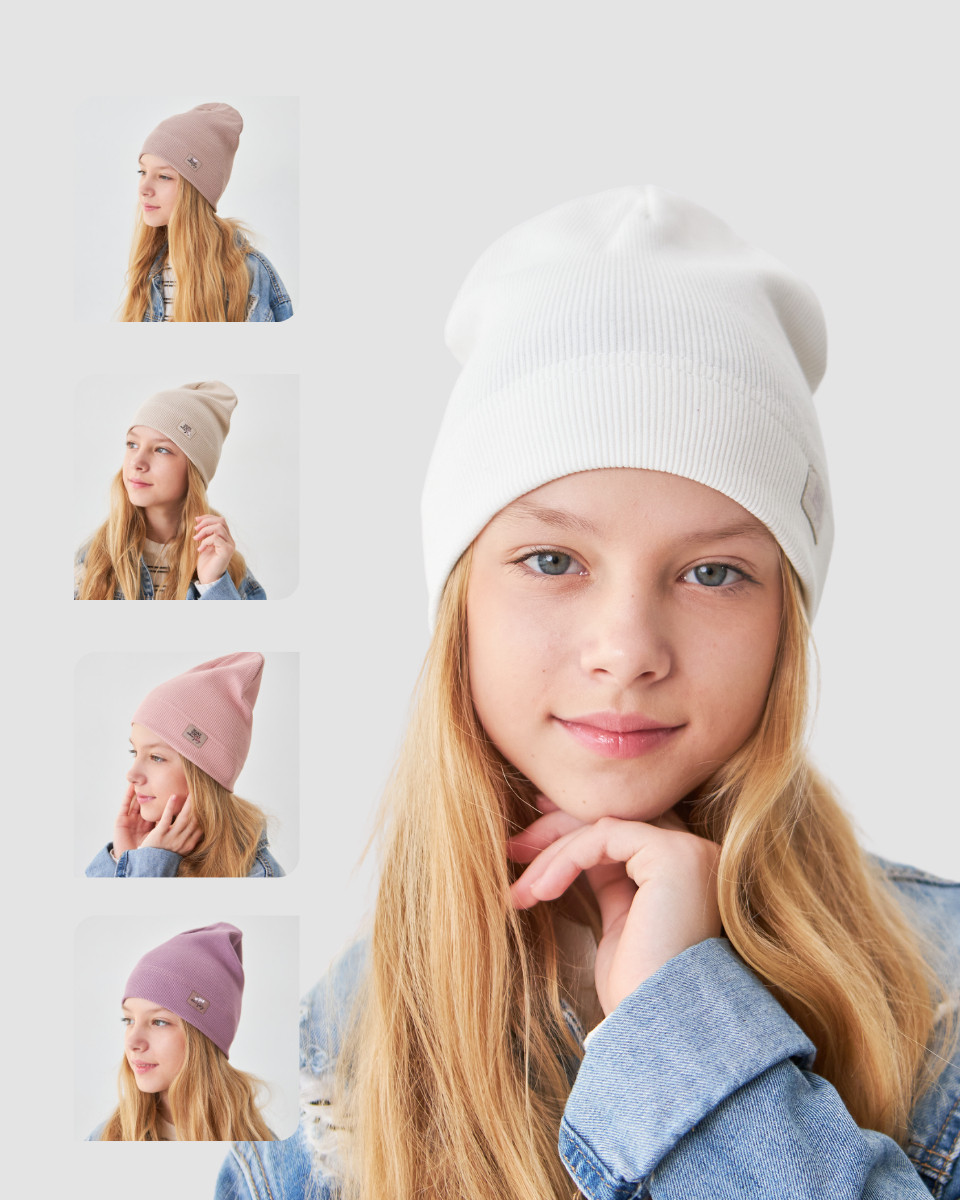 Шапка одношарова для дівчаток, фото 1