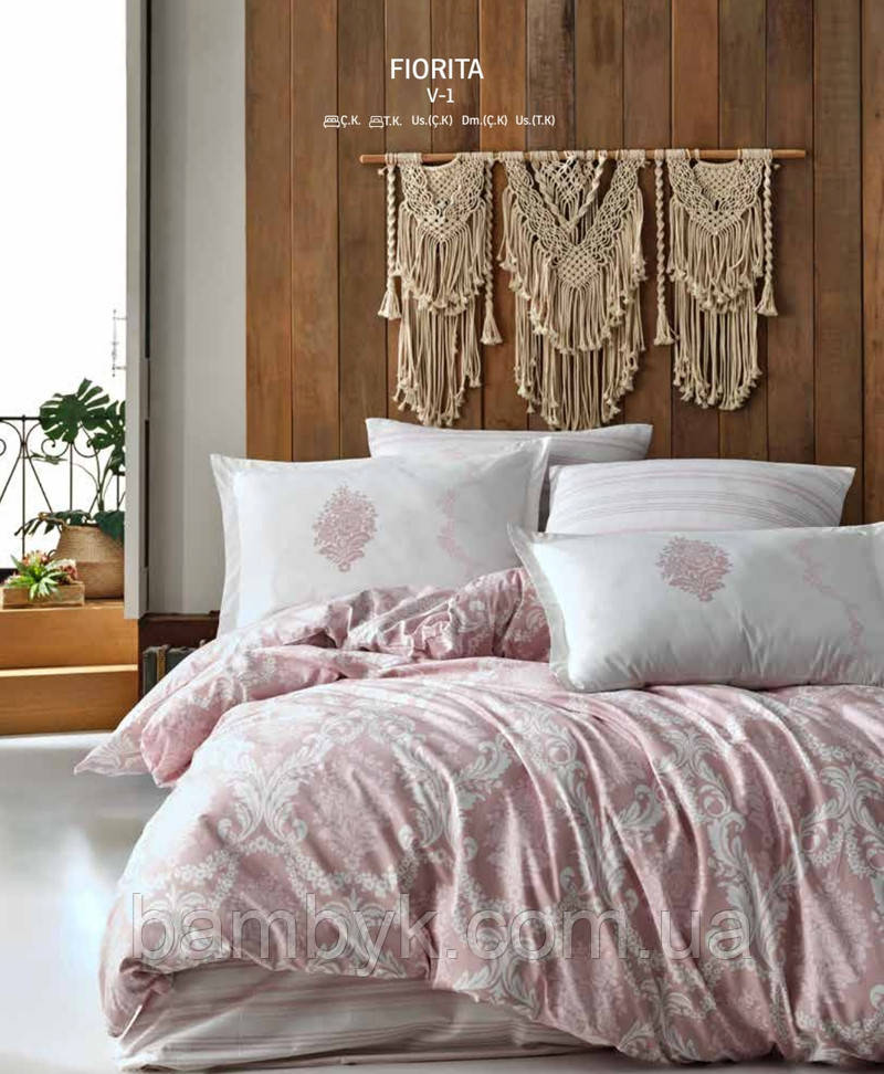 Постільна білизна Aran Clasy "Fiorita V-1" ранфорс Ranforce бавовняна євро розміру Туреччина