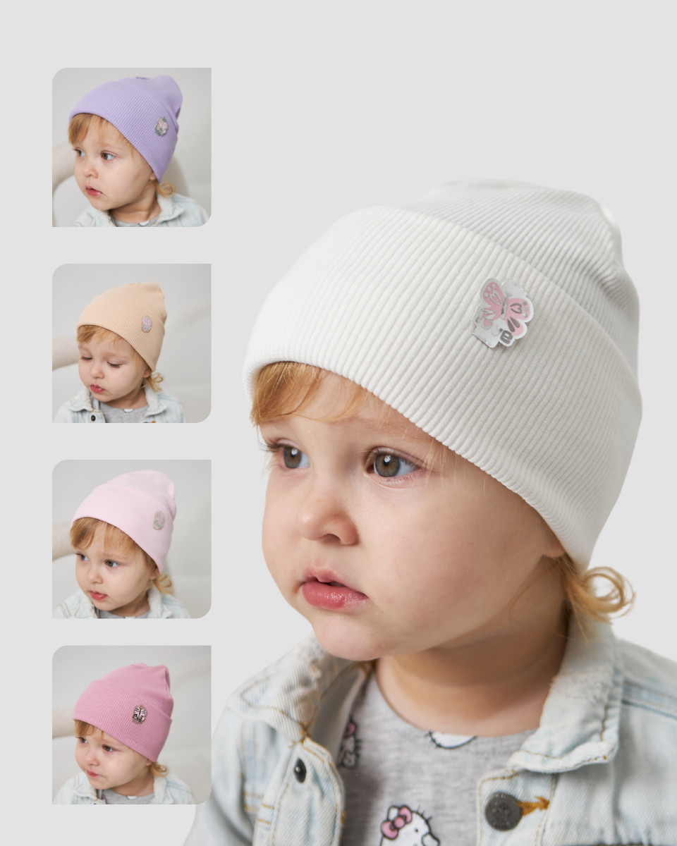 Шапка одношарова з відворотом для дівчаток арт. 3419, фото 1