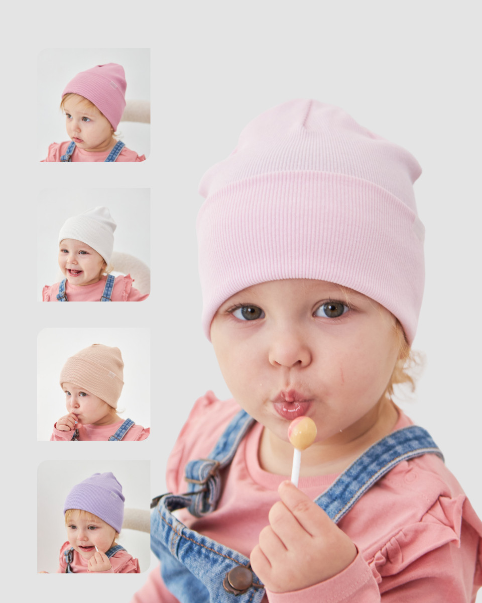 Шапка одношарова з відворотом для дівчаток арт. 3444, фото 1