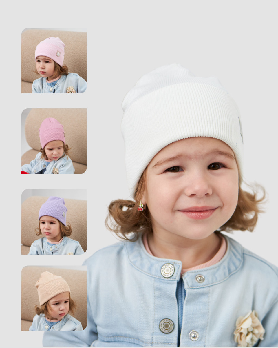 Шапка одношарова з відворотом для дівчаток арт. 3450, фото 1