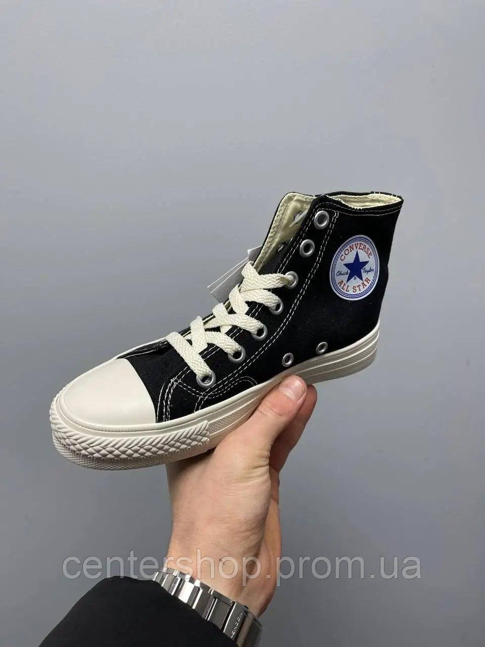 Кеды Converse высокие черно-белые 36-40 размер женские All Star молодежные, конверс comme des garcons PLAY - фото 4 - id-p2114669814