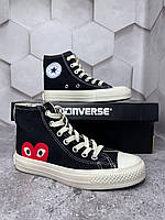 Кеды Converse высокие черно-белые 36-40 размер женские All Star молодежные, конверс comme des garcons PLAY