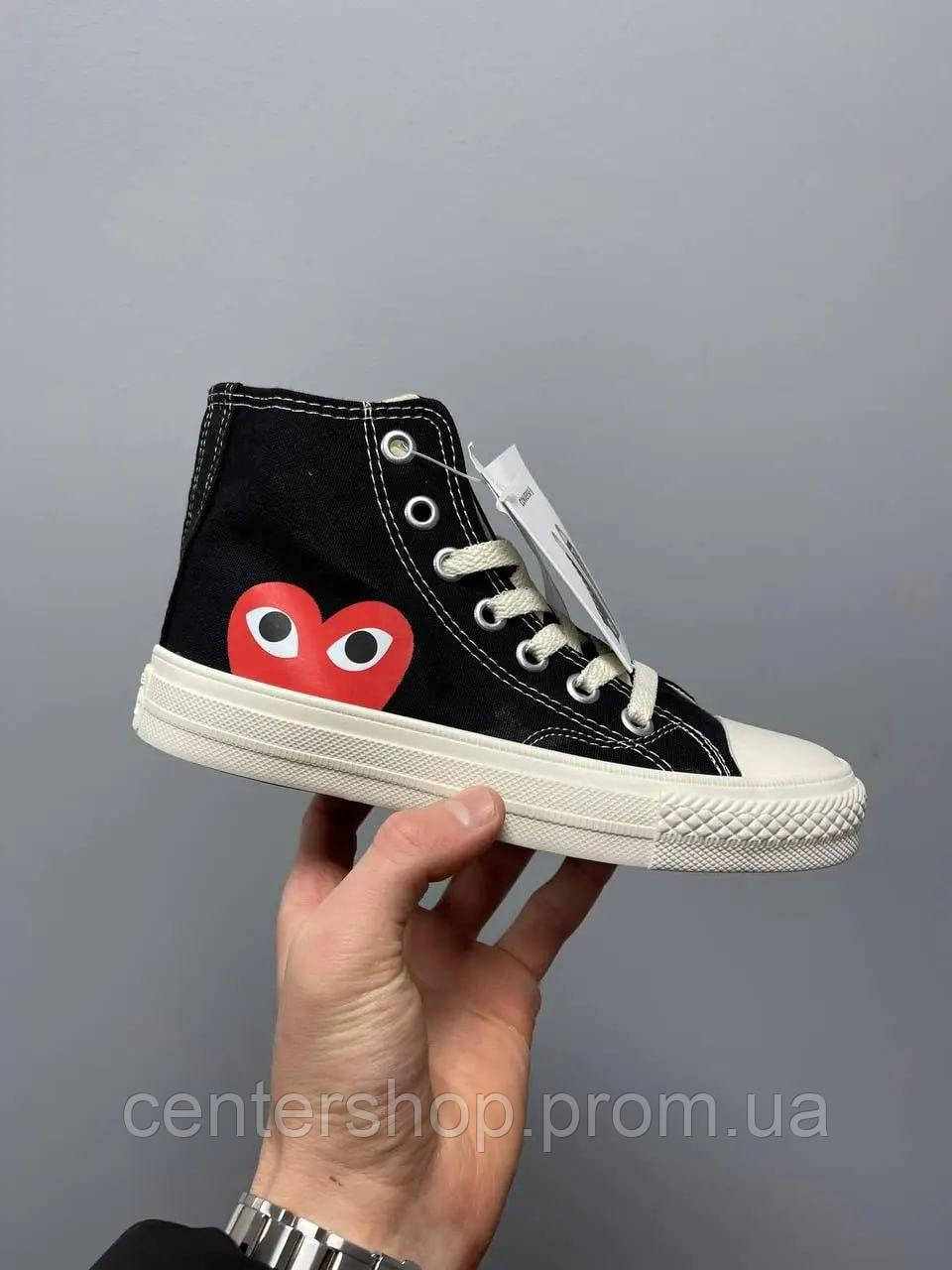 Кеды Converse высокие черно-белые 36-40 размер женские All Star молодежные, конверс comme des garcons PLAY - фото 9 - id-p2114669814