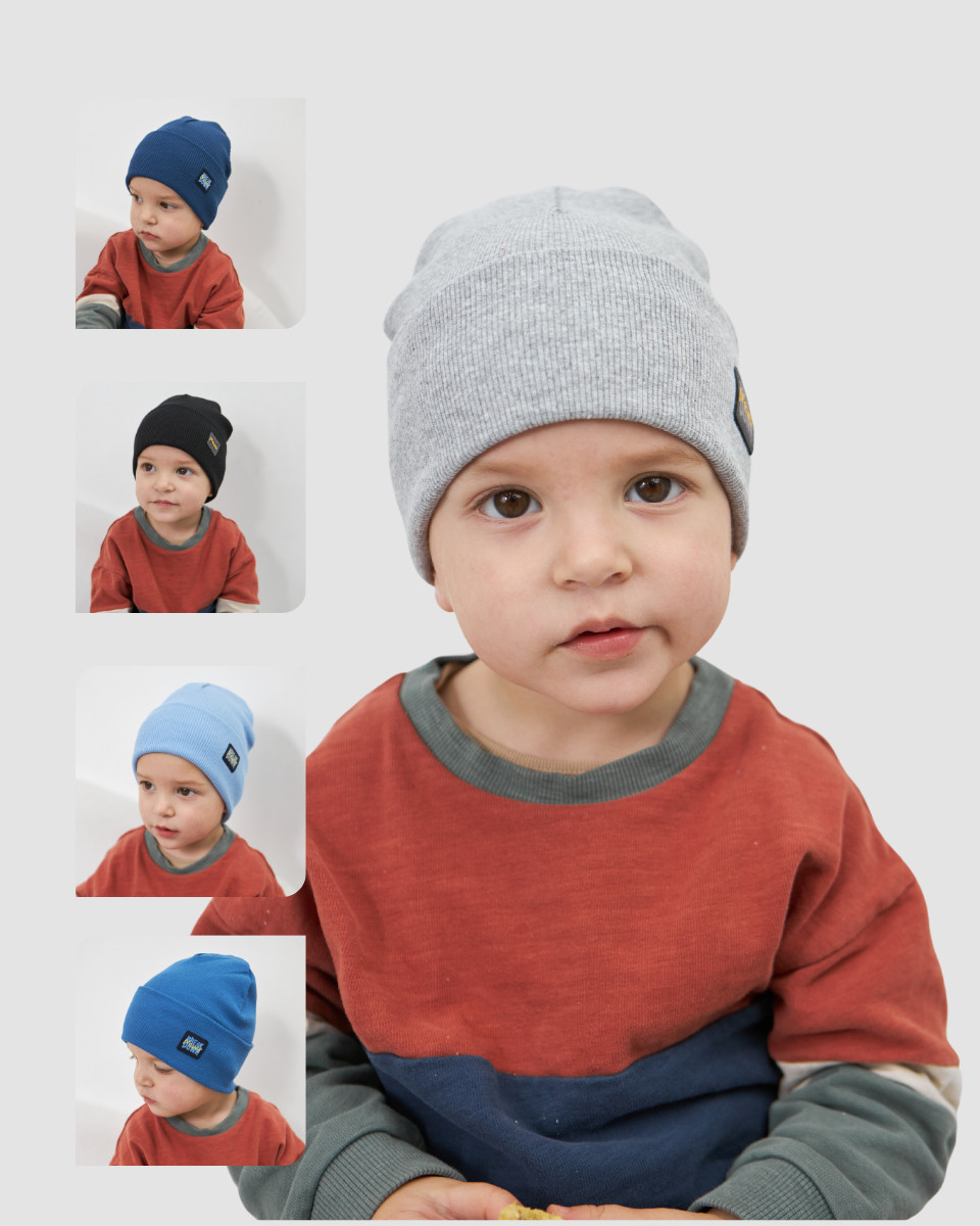 Шапка одношарова з відворотом для хлопчиків арт. 3418, фото 1