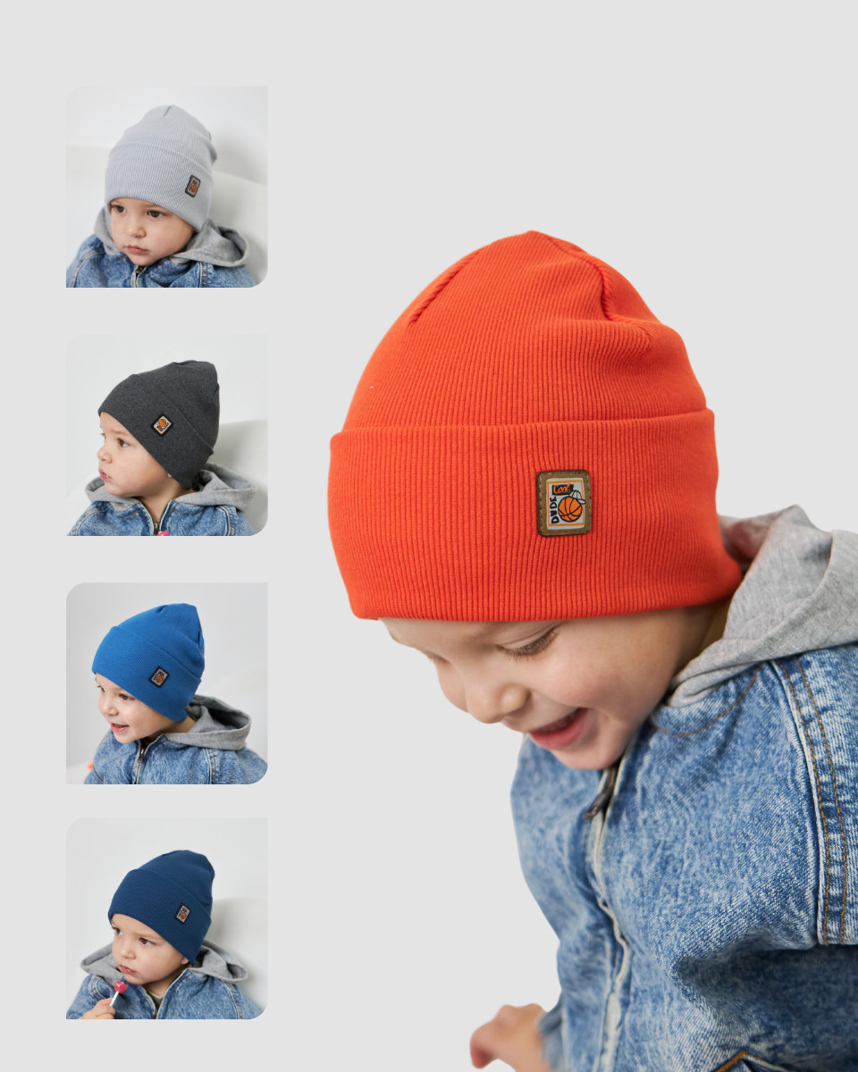 Шапка одношарова з відворотом для хлопчиків арт. 3445, фото 1