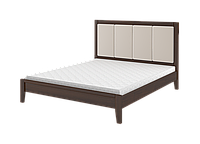 Деревянная двуспальная кровать с мягким изголовьем ВЕТО, сосна, Орех светлый, 120х200