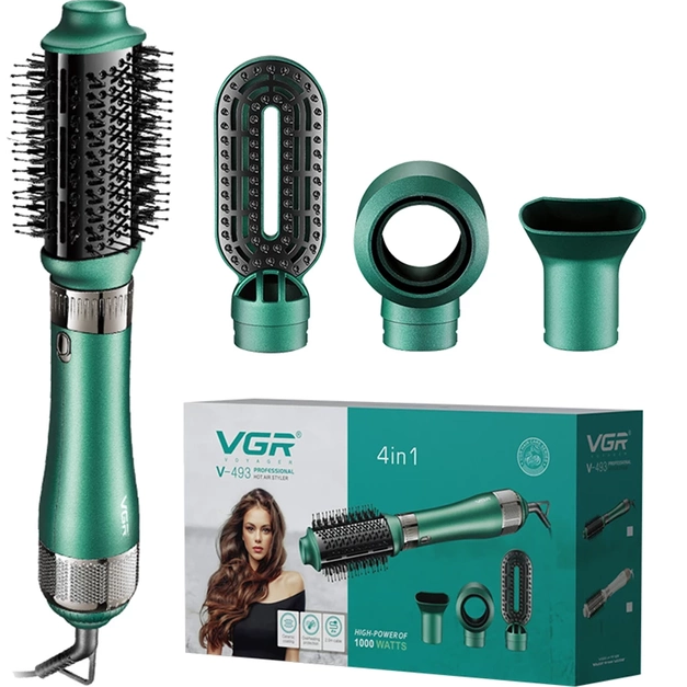 Фен-щітка для укладання волосся VGR 4 в 1, V-493 Green