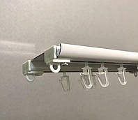 Карниз алюминиевый DS-2 (2-ряд) усиленный фурнитура Эконом (укомплектован) 3.00м Белый