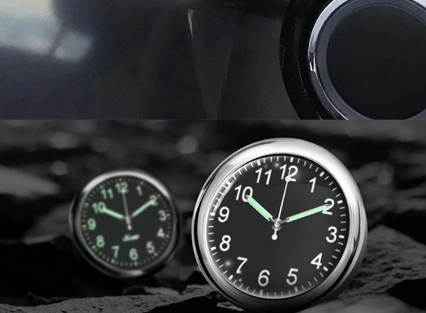 Годинник для авто, кварцовий, кришка неіржавка сталь, чорний, класичний циферблат 3М, фото 1