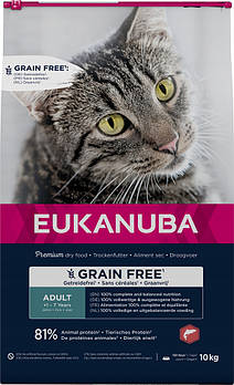 Eukanuba Grain Free Adult Salmon Cat 10кг Еукануба корм для дорослих котів з лососем без зерна