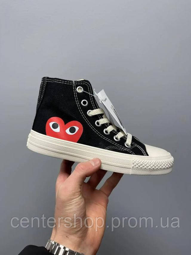 Кеди Converse високі чорно-білі 36-40 розмір жіночі All Star молодіжні, конверс comme des garcons PLAY