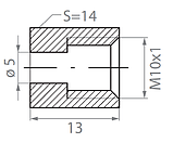 Гайка штуцер гальмівний М10х1 мм (внутріш.); D - 5,00 мм; L - 13,0 мм, фото 2