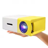 Мультимедийный портативный проектор YG300 с динамиком White-Yellow, Мини-проектор Led Projector