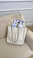 Трендовая сумка бежевого цвета, идеальный аксессуар для стильных женщин, удобный и модный шоппер для покупок